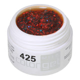 #425 Premium-GLITTER Color Gel 5ml Blassrotes Gel mit rotem und blauem Glitter