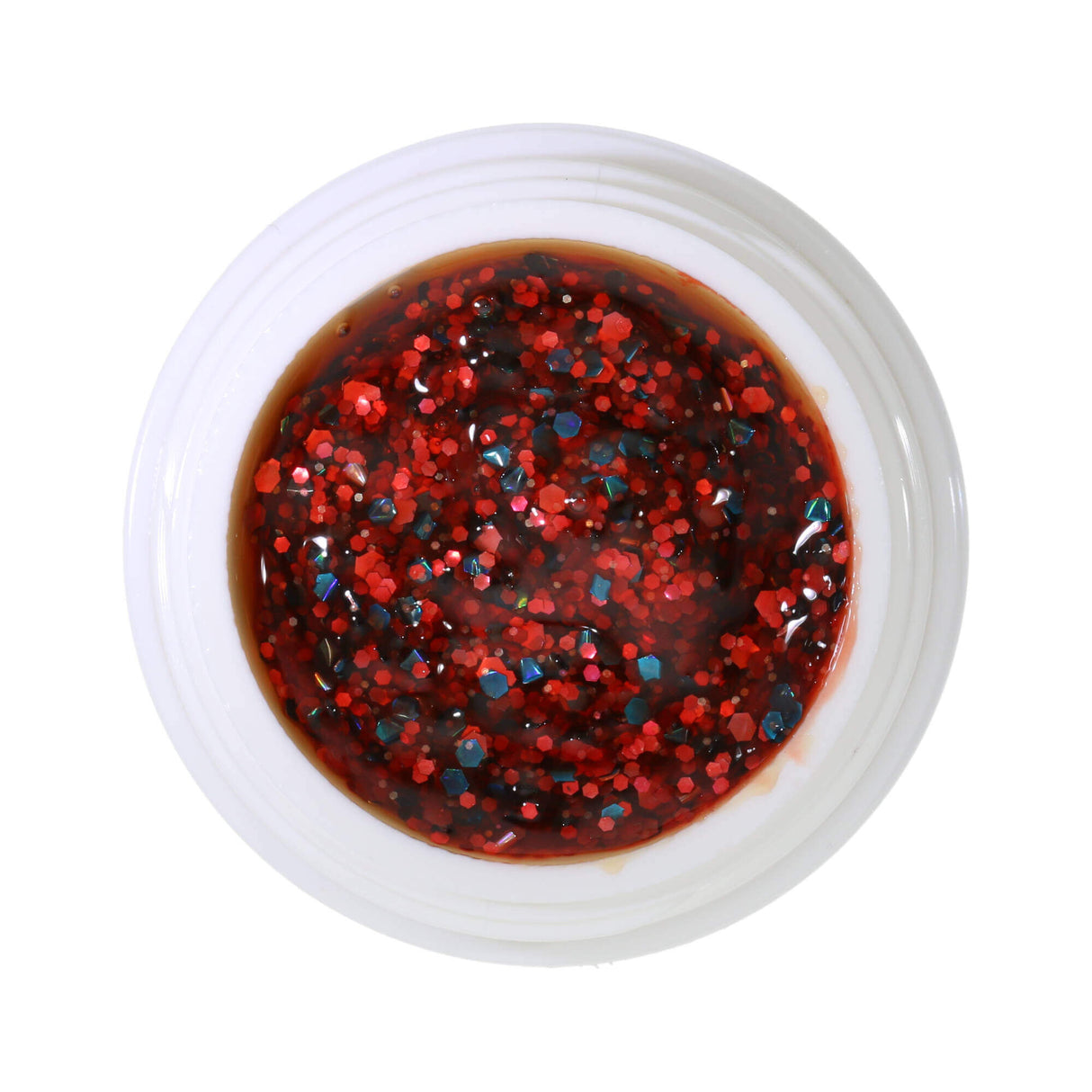 #425 Premium-GLITTER Color Gel 5ml Blassrotes Gel mit rotem und blauem Glitter