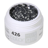 #426 Premium-GLITTER Color Gel 5ml Silberglitter durchzogen von schwarzen Fäden