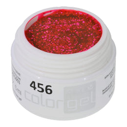 #456 Premium-GLITTER Color Gel 5ml Neon-Pink mit grobem Silberglitter