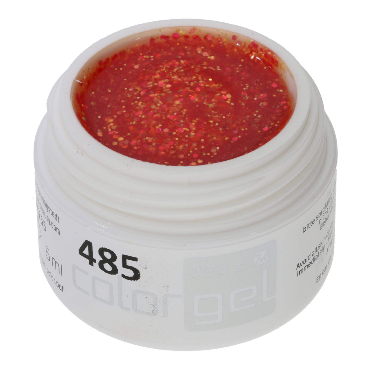 # 485 Premium-GLITTER Color Gel 5ml Gel pailleté rose-or-irisé