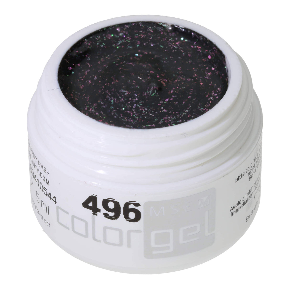 # 496 Premium EFFECT Color Gel 5ml dark gray with pink-red effect particles