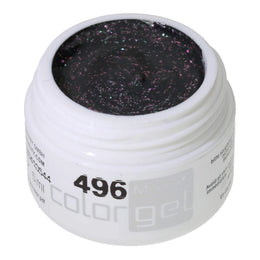 #496 Premium-EFFEKT Color Gel 5ml Dunkelgrau mit rosa-roten Effektpartikeln