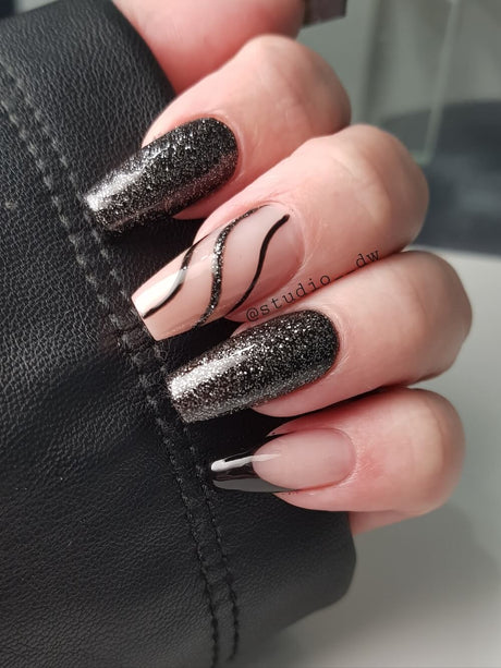 #085 Premium-EFFEKT Color Gel 5ml Schwarz mit ausgeprägtem Silberglitter - MSE - The Beauty Company