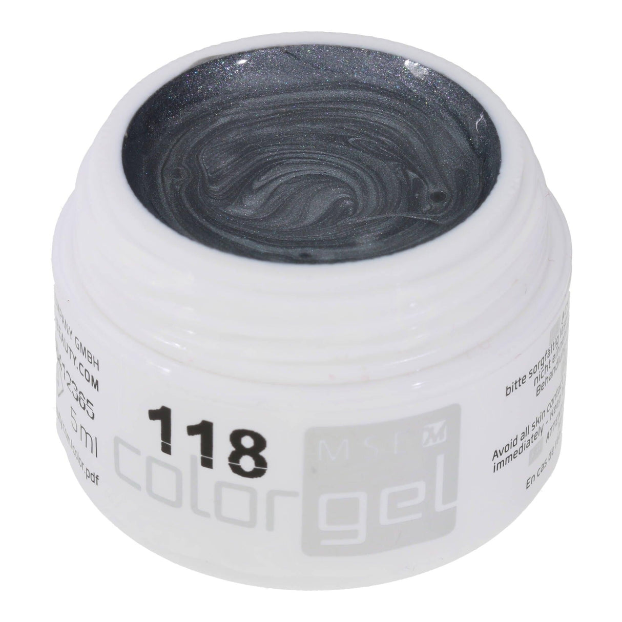 #118 Premium-EFFEKT Color Gel 5ml Silbergrau mit Perlglanz - MSE - The Beauty Company