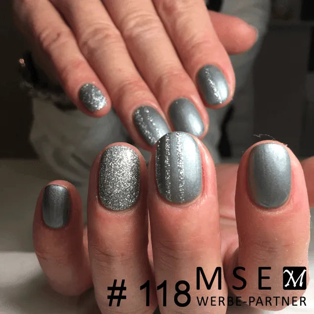 #118 Premium-EFFEKT Color Gel 5ml Silbergrau mit Perlglanz - MSE - The Beauty Company