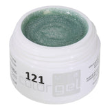 #121 Premium-GLITTER Color Gel 5ml Transparentes blasses Graugrün mit silbernem Glitter - MSE - The Beauty Company