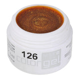 #126 Premium-GLITTER Color Gel 5ml Halbtransparentes blasses Orange mit orange/goldenem Glitter - MSE - The Beauty Company