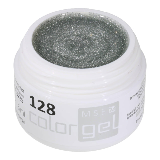 #128 Premium-GLITTER Color Gel 5ml Klar mit kräftigem Silberglitter - MSE - The Beauty Company