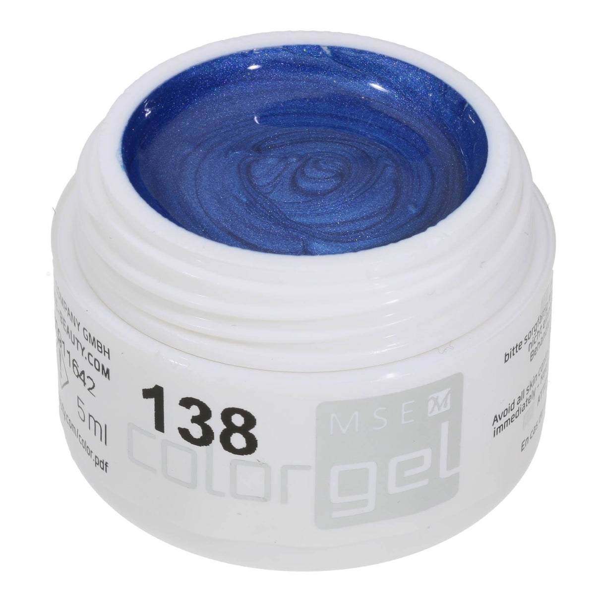 #138 Premium-EFFEKT Color Gel 5ml Mittelblau mit Perlglanz - MSE - The Beauty Company