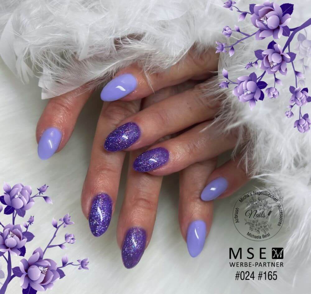 Flieder Color #165 Premium glitter color gel 5ml lilac and pink with silver glitter ...