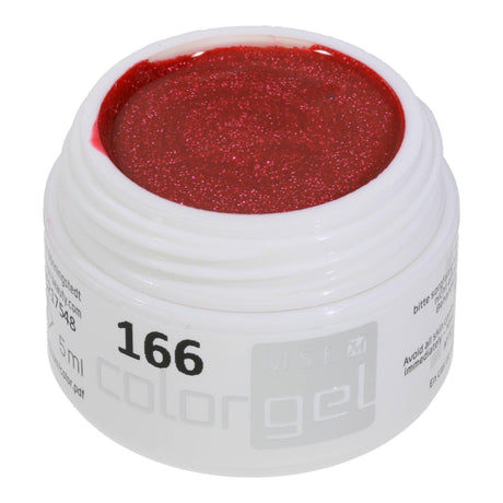 #166 Premium-GLITTER Color Gel 5ml Himbeerrot mit Silberglitter - MSE - The Beauty Company