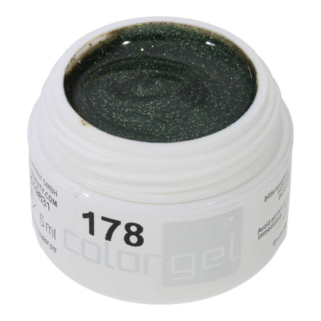 #178 Premium-GLITTER Color Gel 5ml Dunkles Tannengrün mit bronzefarbenem Glitter - MSE - The Beauty Company