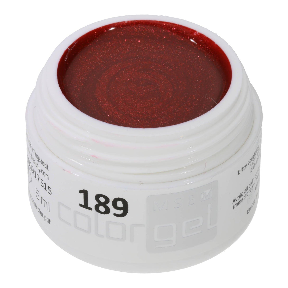 #189 Premium-EFFEKT Color Gel 5ml Kräftiges Rot mit ausgeprägtem rosa-rotem Perlglanz - MSE - The Beauty Company