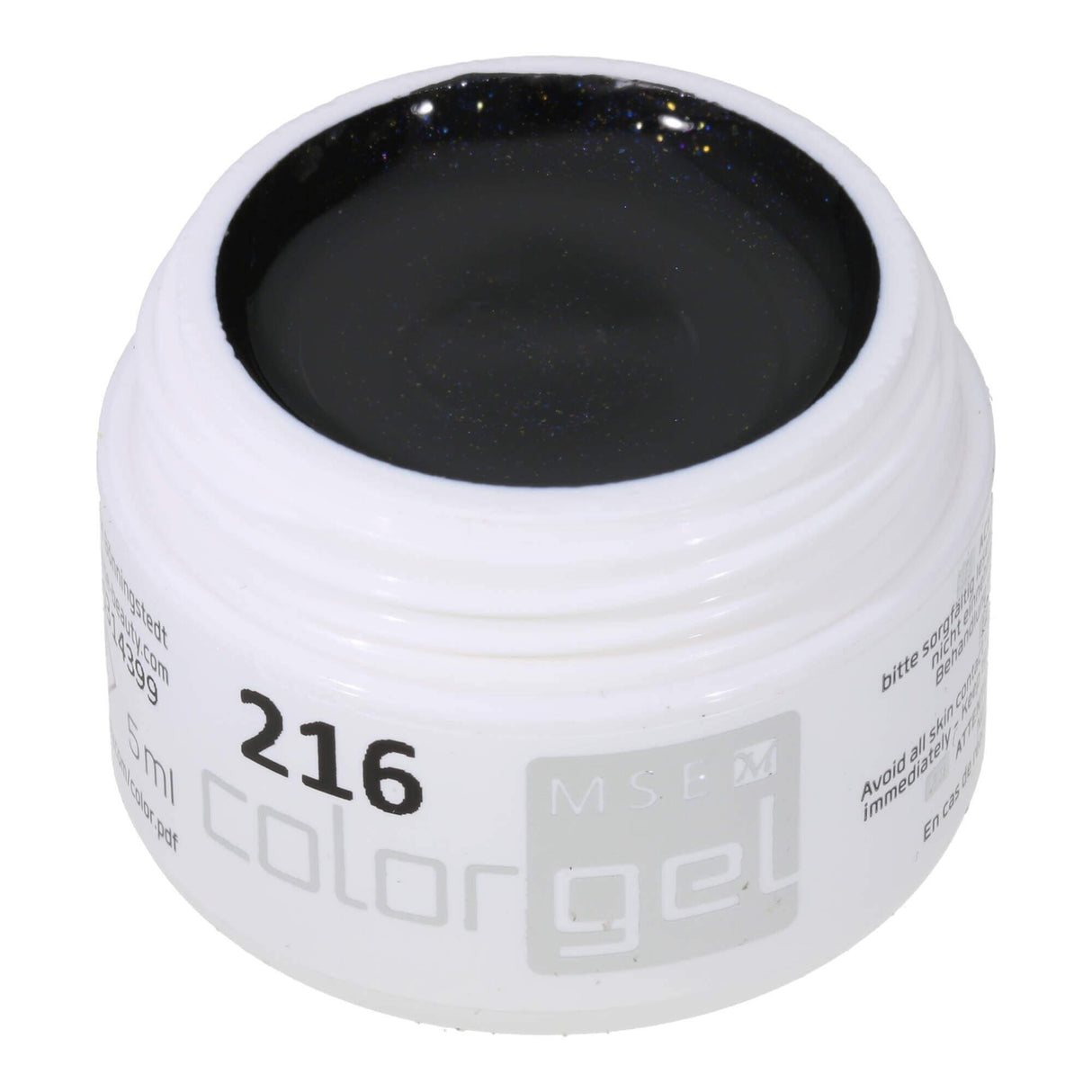 #216 Premium-EFFEKT Color Gel 5ml Schwarz mit Multicoloreffekt - MSE - The Beauty Company