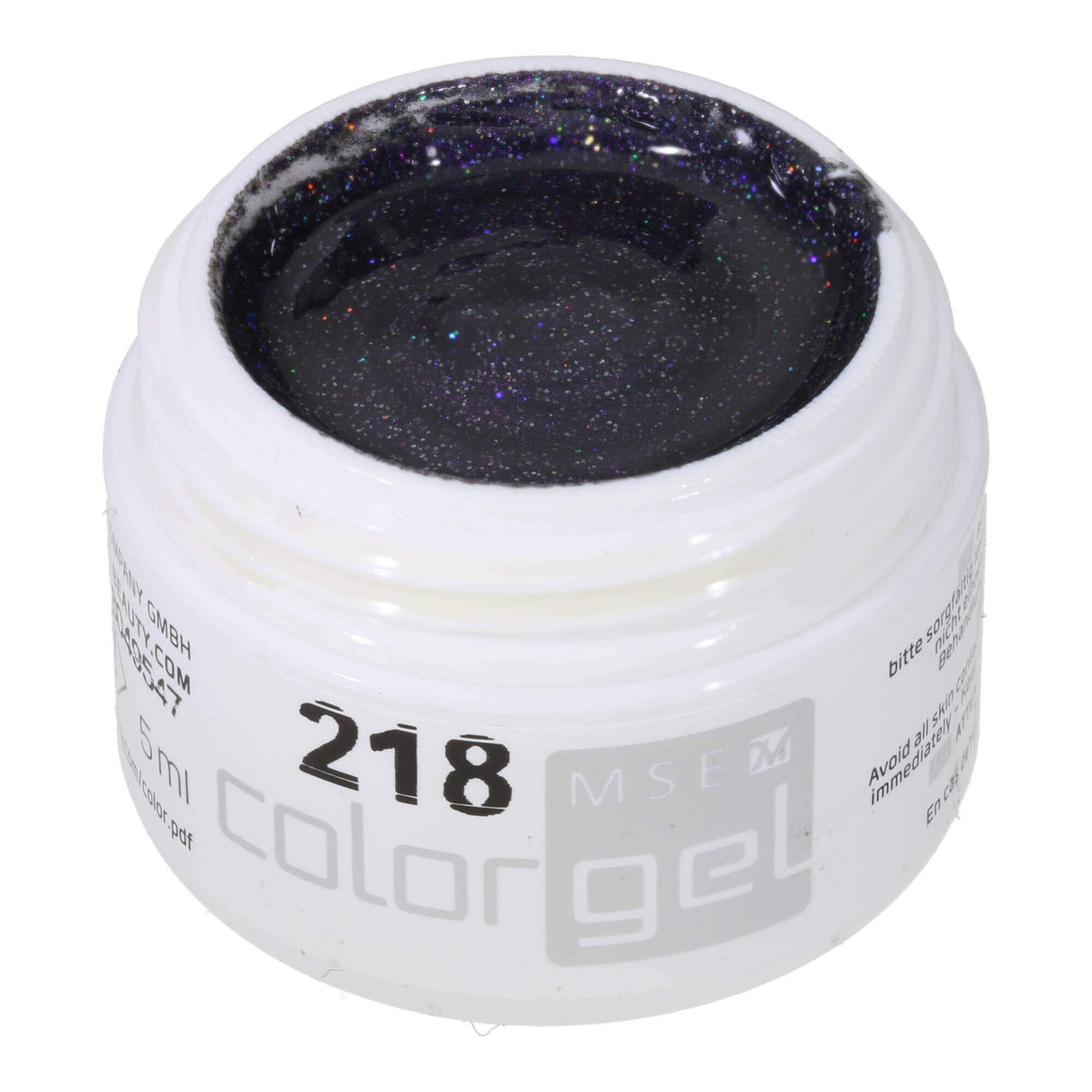 #218 Premium-GLITTER Color Gel 5ml Dunkles Violett mit ausdruckstarken Holografieeffekten - MSE - The Beauty Company