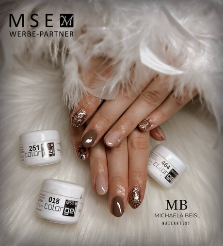 #251 Premium-GLITTER Color Gel 5ml Mischung aus rosa- und bronzefarbenem Glitter - MSE - The Beauty Company