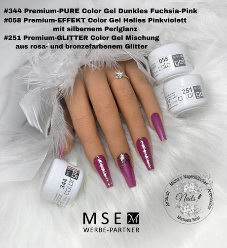 #251 Premium-GLITTER Color Gel 5ml Mischung aus rosa- und bronzefarbenem Glitter - MSE - The Beauty Company