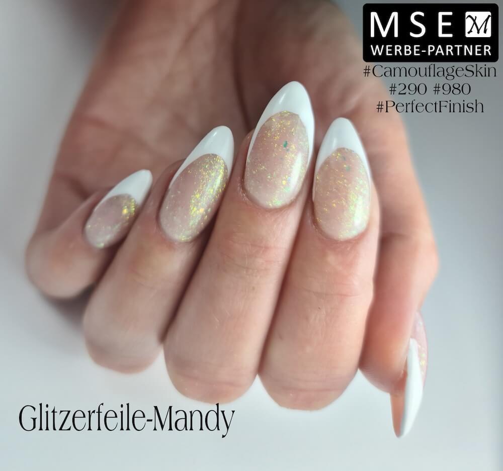 #290 Premium-GLITTER Color Gel 5ml Hochzeitsglitter Weiss + rot-gold-irisierend - MSE - The Beauty Company
