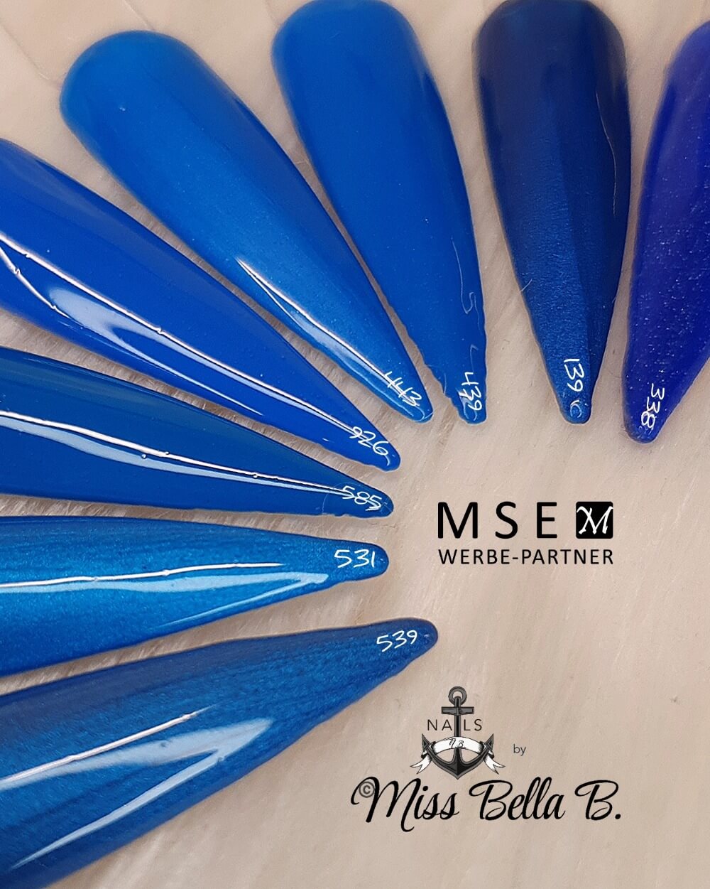 #338 Premium-GLITTER Color Gel 5ml Royalblaues Gel mit grün-irisierendem Glitter - MSE - The Beauty Company