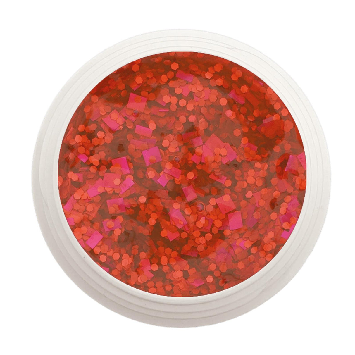#407 Premium-GLITTER Color Gel 5ml Gel aus orangen und pinken Glitterpartikeln in unterschidlichen Formen - MSE - The Beauty Company