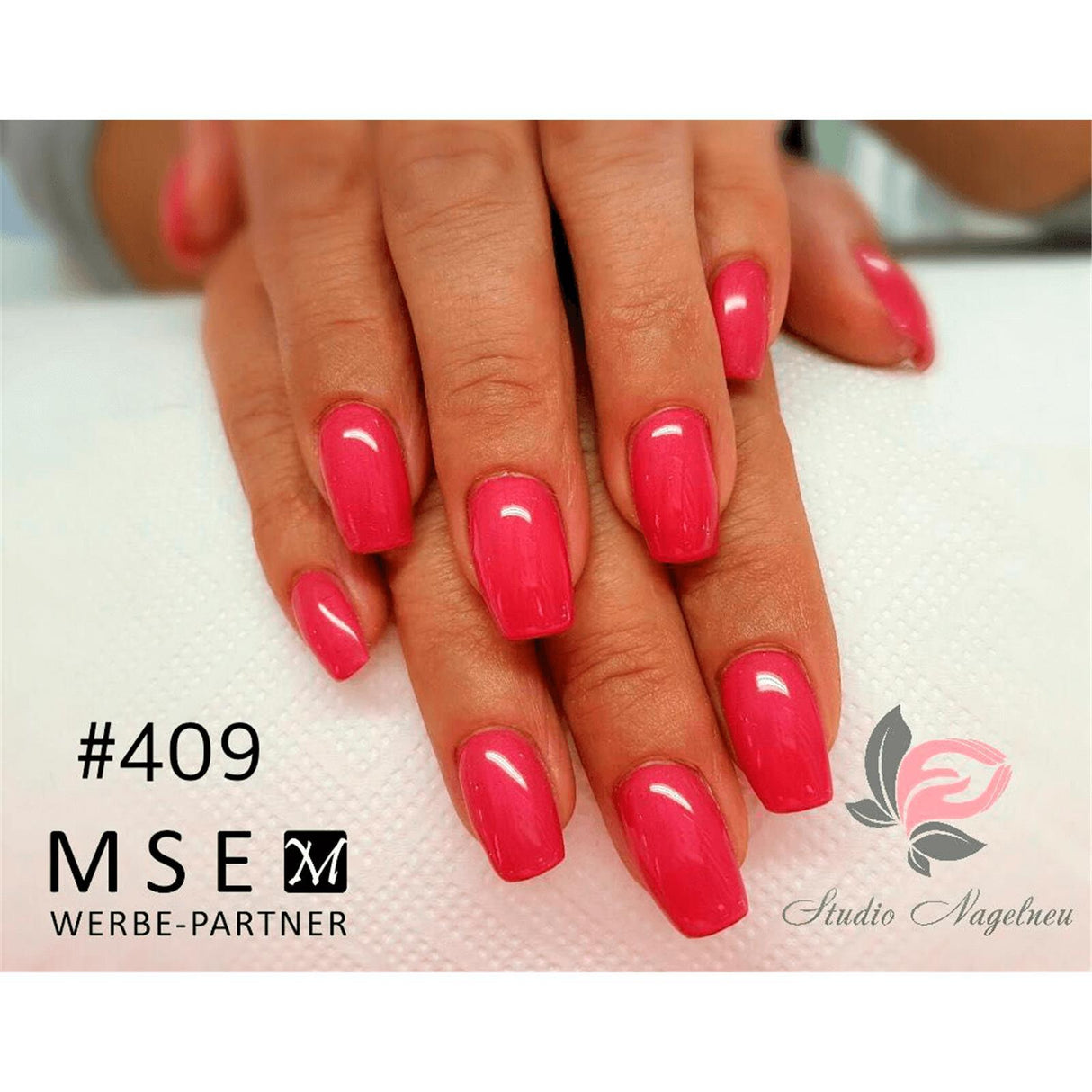 #409 Premium-EFFEKT Color Gel 5ml Dezent schimmerndes kräftiges Pink - MSE - The Beauty Company