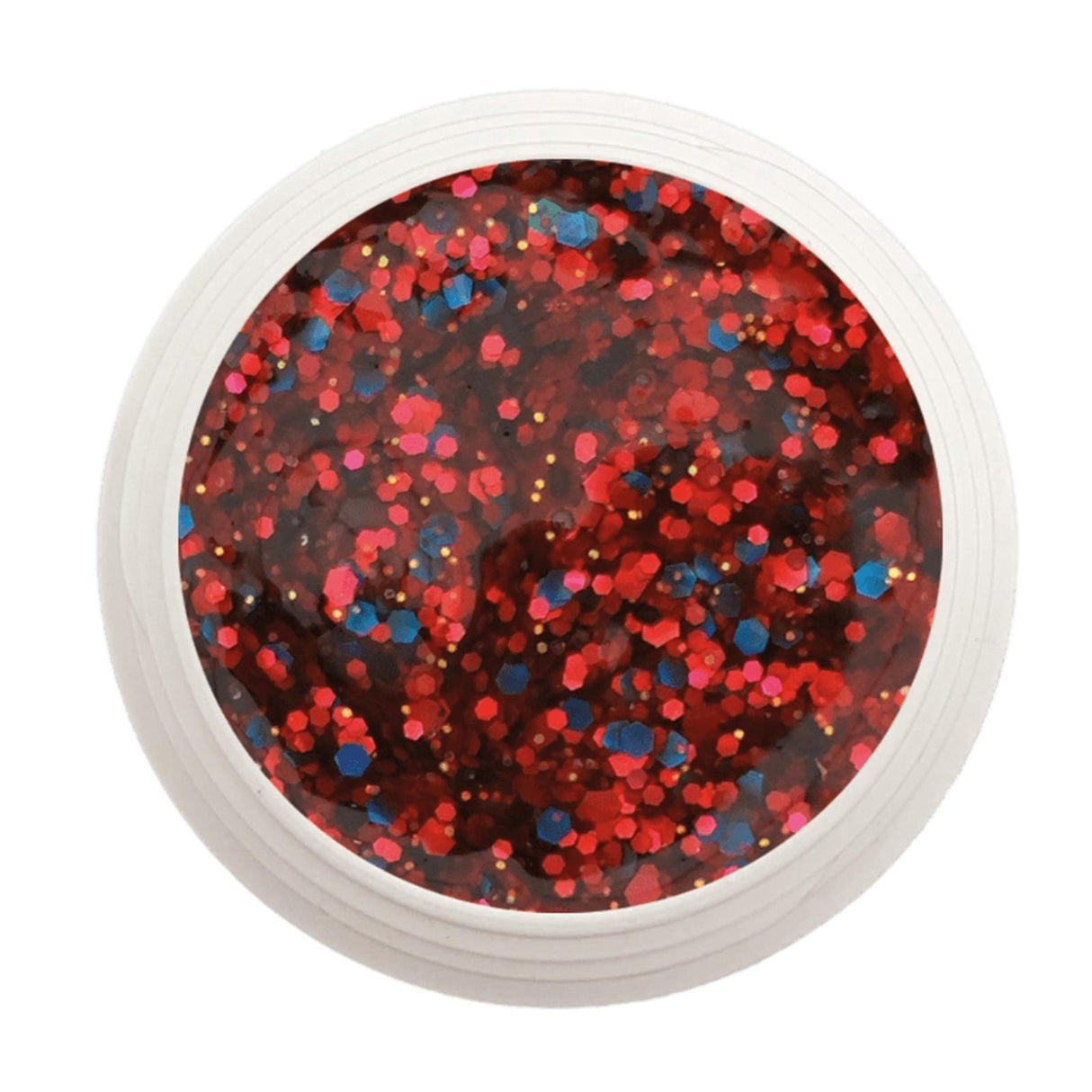 #425 Premium-GLITTER Color Gel 5ml Blassrotes Gel mit rotem und blauem Glitter - MSE - The Beauty Company