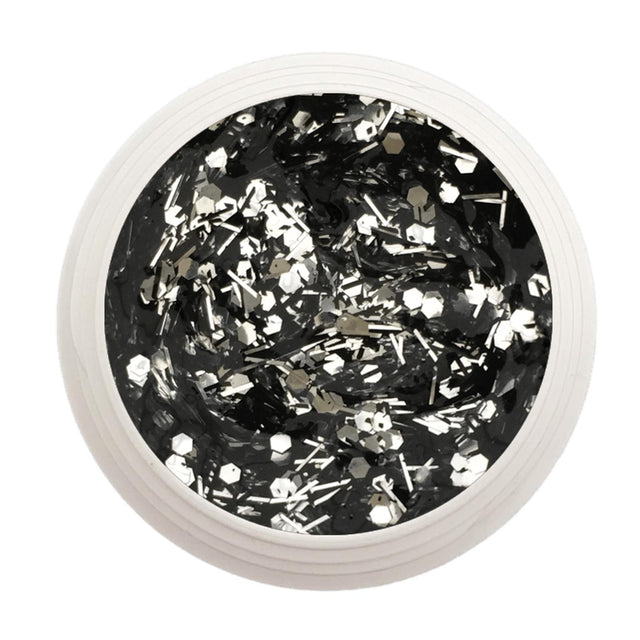 #426 Premium-GLITTER Color Gel 5ml Silberglitter durchzogen von schwarzen Fäden - MSE - The Beauty Company