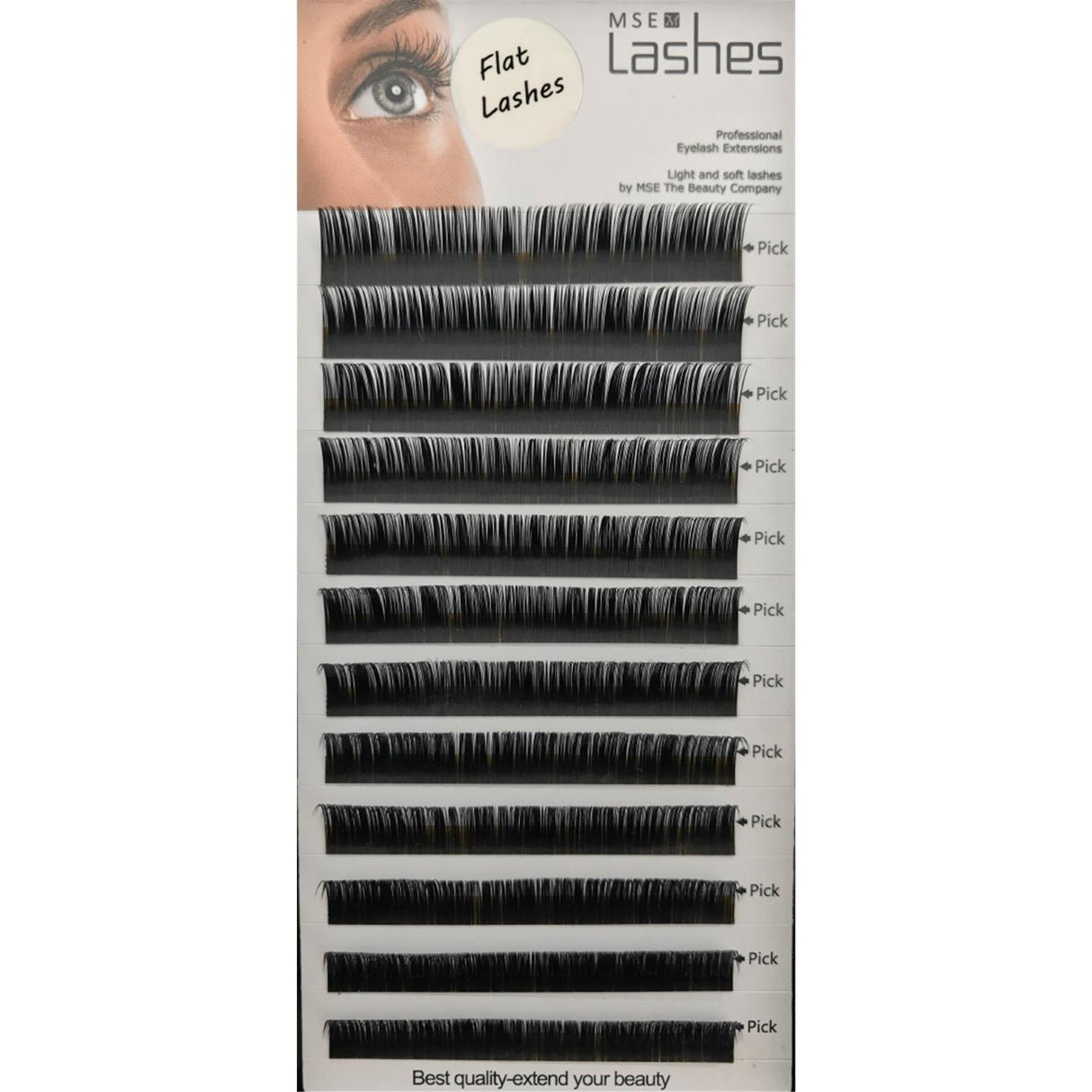 Seidenwimpern Flat Lashes Trays - D-Curl - 0,15 mm - 8 mm - MSE - The Beauty Company