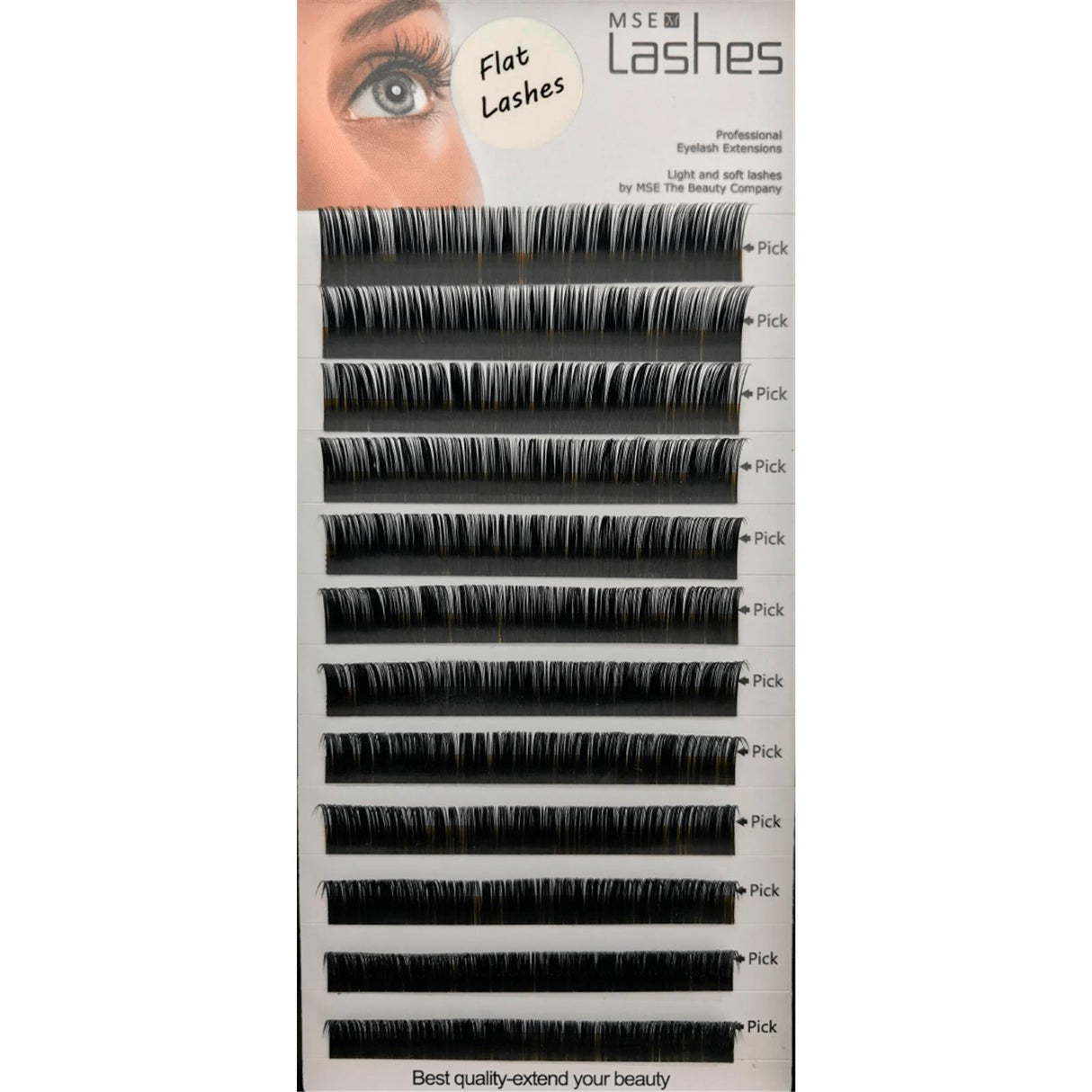 Seidenwimpern Flat Lashes Trays - D-Curl - 0,15 mm - 13 mm - MSE - The Beauty Company
